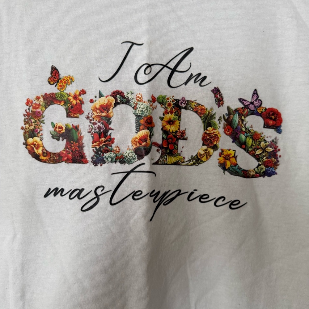 White Graphic 'I Am God's Masterpiece' Crewneck Tee - Picture 2 of 2